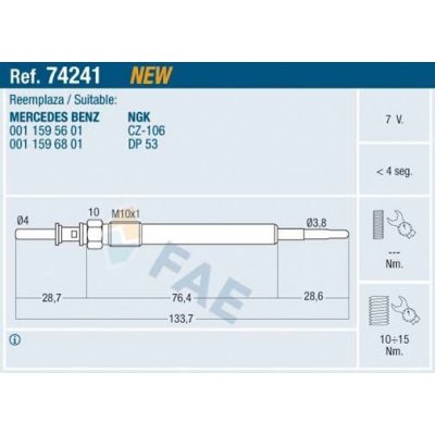 Žhavící svíčka FAE 74241 – Zboží Mobilmania