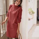 Blancheporte pulovrové šaty s copánkovým vzorem tomatová – Sleviste.cz