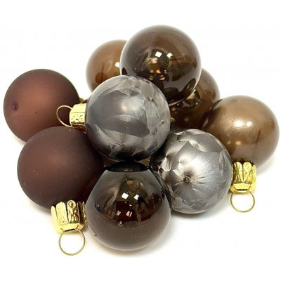 Irisa Skleněné vánoční ozdoby „Hořká čokoláda“ 3 cm tmavě hnědé 10 ks v balení Velikost: 3 cm Balení: 1balení Barva: hnědá – Zboží Dáma