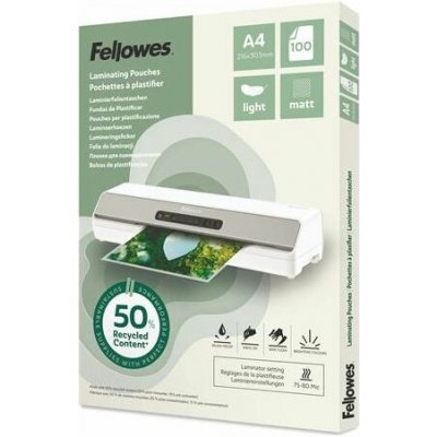 Laminovací fólie, 80 mikr., A4, matná, 100 ks, FELLOWES "Light" 100ks – Zboží Živě