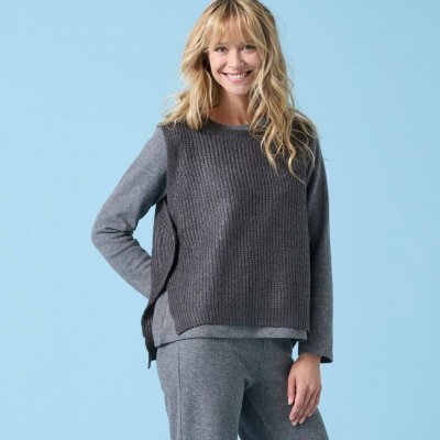 Vesta s knoflíky na bocích antracitový melír – Zboží Dáma Vesta s knoflíky na bocích antracitový melír – Zboží Dáma