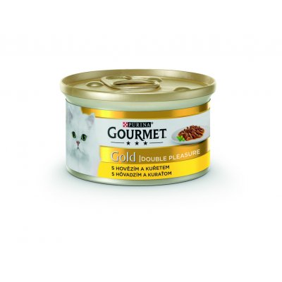 Gourmet Gold dušené & grilované kousky hovězí & kuře 85 g – Zboží Mobilmania