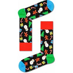 Happy Socks ponožky s vánočními symboly vzor Bring It On Černé