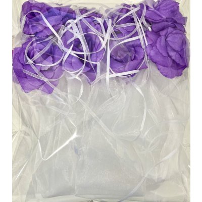 Svatba-eshop Šerpa na svatební auto bílá s fialovými lila kvítky - šerpy na svatební auta – Hledejceny.cz