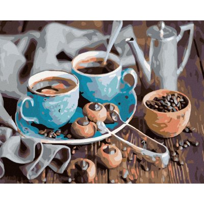 Zuty Malování podle čísel MODRÉ ŠÁLKY KÁVY – Zboží Dáma