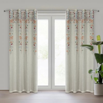 EUROFIRANY ZÁVĚS NA KROUŽCÍCH CARA 140X250 CM KVĚTY – Hledejceny.cz