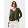 Dámský svetr a pulovr GAP 854769-03 Lněný svetr s rozparky Zelená