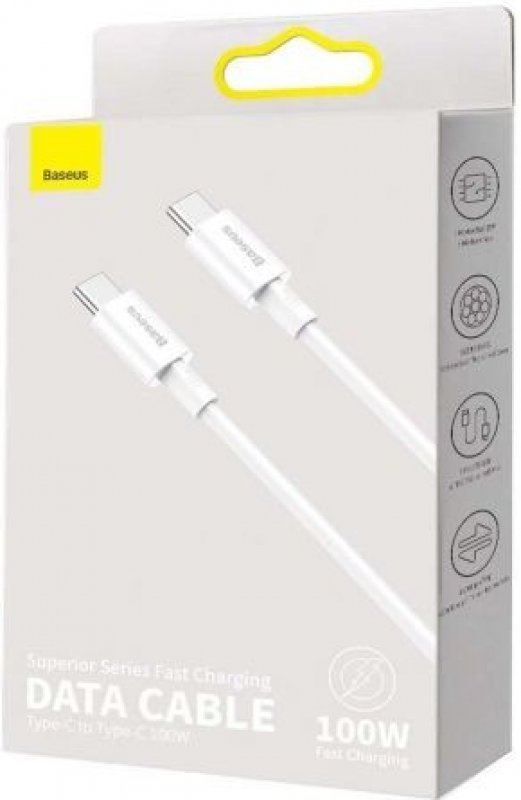 Baseus Superior USB Type C - USB Type C kabel Rychlé nabíjení / Power Delivery / FCP 100W 5A 20V 1m bílý (CATYS-B02) - Hi-Shop