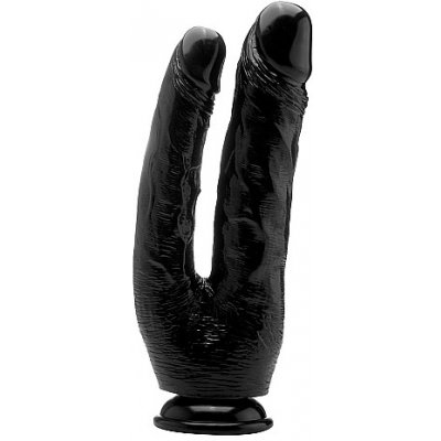 RealRock Realistic Double Cock 10 Black, dvojité dildo s přísavkou – Zbozi.Blesk.cz