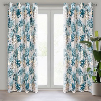 EUROFIRANY ZÁVĚS NA KROUŽCÍCH KERI 140X250 CM LISTY – Sleviste.cz