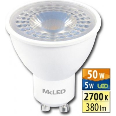 McLED LED žárovka GU10 5W 50W teplá bílá 2700K, reflektor 38° – Zboží Živě
