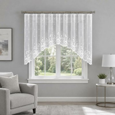 Dekorační oblouková krátká záclona na žabky KAROLINA 120 bílá 300x120 cm MyBestHome – Hledejceny.cz