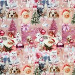 Vánoční bavlněný popelín se zvířátky, digitální tisk – Zboží Dáma