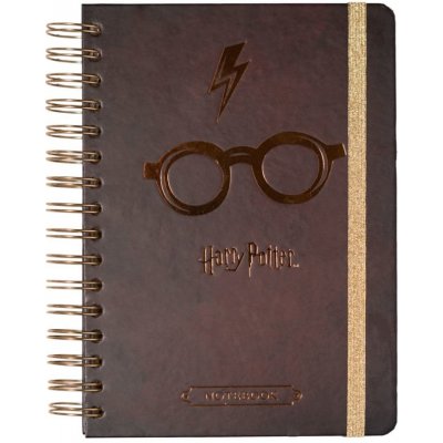 CurePink Poznámkový blok Harry Potter: Brýle Kroužková vazba A5 14,8 x 21,0 cm CTFBA50020 – Zboží Mobilmania