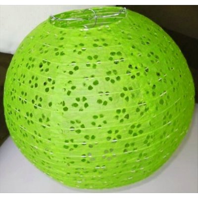 Kulatý lampion 30cm zelený děrovaný – Zboží Dáma