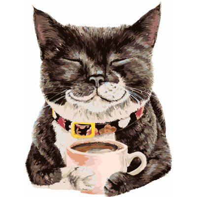 ZUTY Malování podle čísel KOČKA A KÁVA HOLLY SIMENTAL 40 x 50 cm – Sleviste.cz