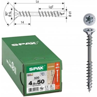 Šrouby do dřeva Spax 4,5 x 50 mm, 500 ks – Hledejceny.cz