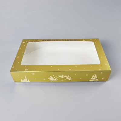 Cake star vánoční krabice zlato-bílá s laminací M 35x20x6cm – Zboží Dáma