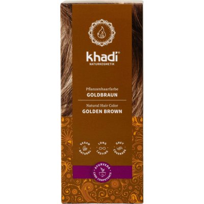 Khadi rostlinná barva na vlasy Henna ZLATÁ HNĚDÁ 100 g – Zboží Mobilmania