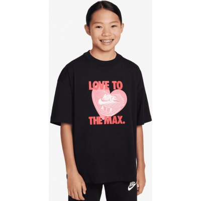 Nike G SPORTSWEAR TEE HEART Dívčí triko, černá, – Zboží Dáma