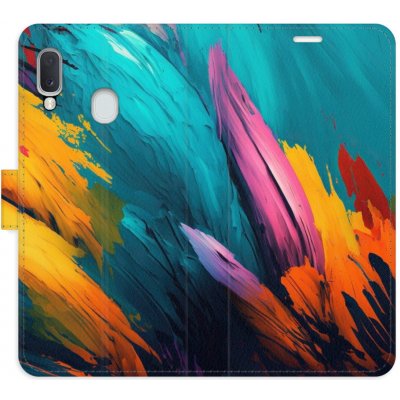 Pouzdro iSaprio Flip s kapsičkami na karty - Orange Paint 02 Samsung Galaxy A20e – Zboží Mobilmania