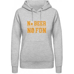 AWDis Hoodie mikina Pivní design No Beer No Fun Šedivá šedá