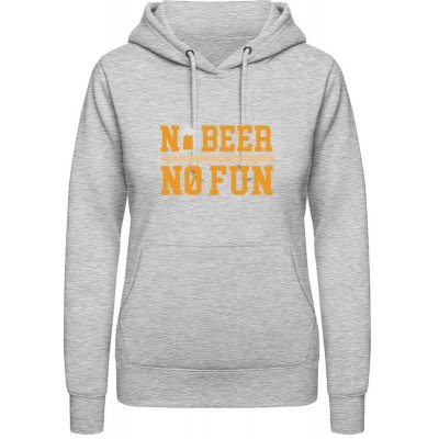 AWDis Hoodie mikina Pivní design No Beer No Fun Šedivá šedá dámské