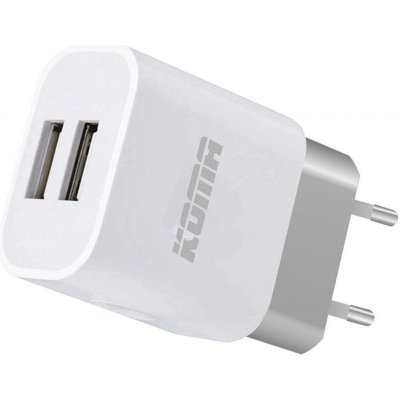 KOMA Consulting s.r.o. KOMA Nabíječka do sítě univerzální, 2x USB, 2.1A, 10W, bílá | Zboží Auto
