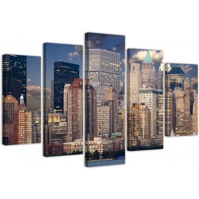 Gario Obraz na plátně New York mrakodrapy - 5 dílný Rozměry: 100 x 70 cm – Zbozi.Blesk.cz
