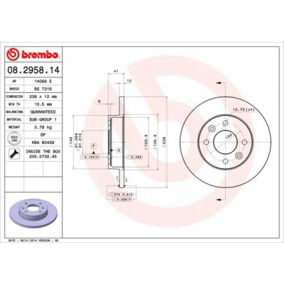 Brzdový kotouč BREMBO 08.2958.14 (08295814)