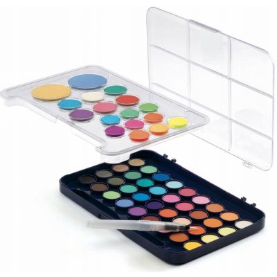 Djeco Sada 50 vodových barev + štětec se zásobníkem na vodu – Zboží Dáma