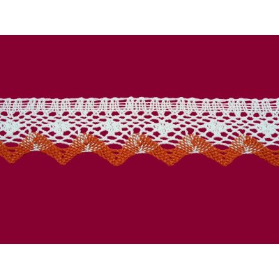 Bavlněná paličkovaná krajka 2070/40mm bílo-červená/5m – Zboží Dáma