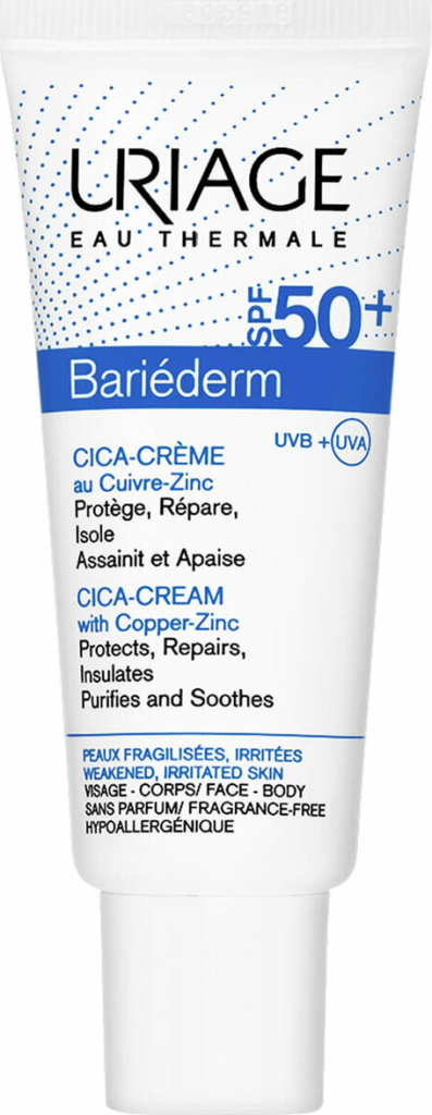 Uriage Bariéderm Cica-Cream with Copper-Zinc SPF 50+ reparativní krém s obsahem mědi a zinku SPF 50+ 40 ml