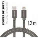 Swissten kabel Textile USB-C/LIGH 1,2m, šedá – Hledejceny.cz