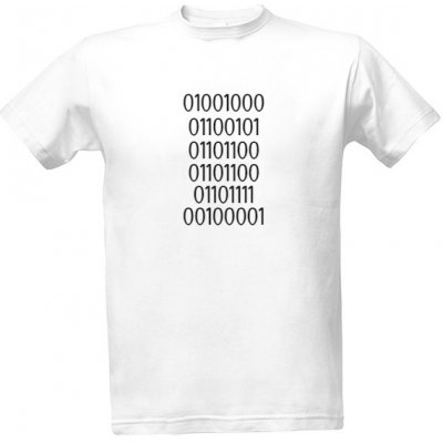 Tričko s potiskem tričko Hello! v binárním kódu pánské bílá – Zboží Mobilmania