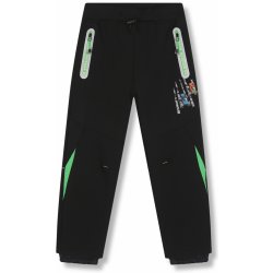 Kugo HK5617 Chlapecké softshellové kalhoty, zateplené černá / zelené zipy Černá
