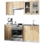 DobreSny Kuchyňská sestava Lima 1,8 m s vitrínou 720 Dub Sonoma / Bílá – Zboží Dáma