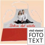 Bezvadný dárek Kuchyňská zástěra s kapsami červená s vlastní fotkou či potiskem – Sleviste.cz
