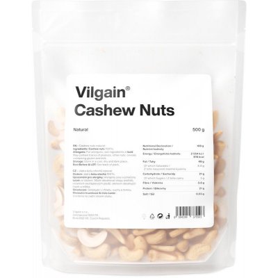 Vilgain Kešu ořechy natural W320 500 g – Zbozi.Blesk.cz