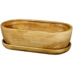 Ceramicus Truhlík keramický KAKTUS TEAK 28 cm s podmiskou matný světle hnědý – Hledejceny.cz