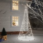 vidaXL Vánoční stromek s kovovým sloupkem 500 LED studený bílý 3 m – Zbozi.Blesk.cz