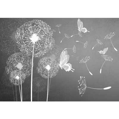 Postershop Fototapeta vliesová: Pampelišky a motýli rozměry 104x152,5 cm – Zboží Mobilmania
