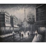Obraz - Večerní procházka Paříží 80 cm x 100 cm – Zboží Mobilmania