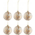 J-Line Set šesti bílých skleněných vánočních ozdob Morble 8,5 cm – Zboží Dáma