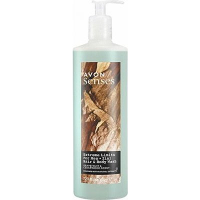 Avon Senses X-Treme sprchový gel s vůní grapefruitu a cedrového dřeva 720 ml