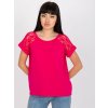 Dámská Trička RUE PARIS dámské tričko s krajkovými rukávy rv-bz-7841.29 fuchsia