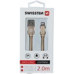 Swissten 71524304 USB 2.0 typ A na Lightning, USB 2.0, zástrčka A - zástrčka Lightning, MFi, opletený, 2m, zlatý