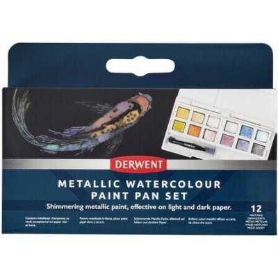 Derwent, 2305657, Metallic, metalické akvarelové barvy v pánvičkách, 12 ks – Sleviste.cz
