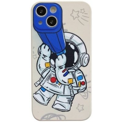 Pouzdro AppleKing z měkkého plastu astronaut s dalekohledem iPhone 11 Pro - béžové