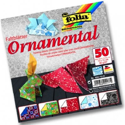Papíry na origami 15x15cm, 50 listů, ornamental – Zboží Dáma